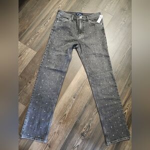 NWT Gap Denim High-Rise Straight Studded Jeans.   SIZE 30/10L.